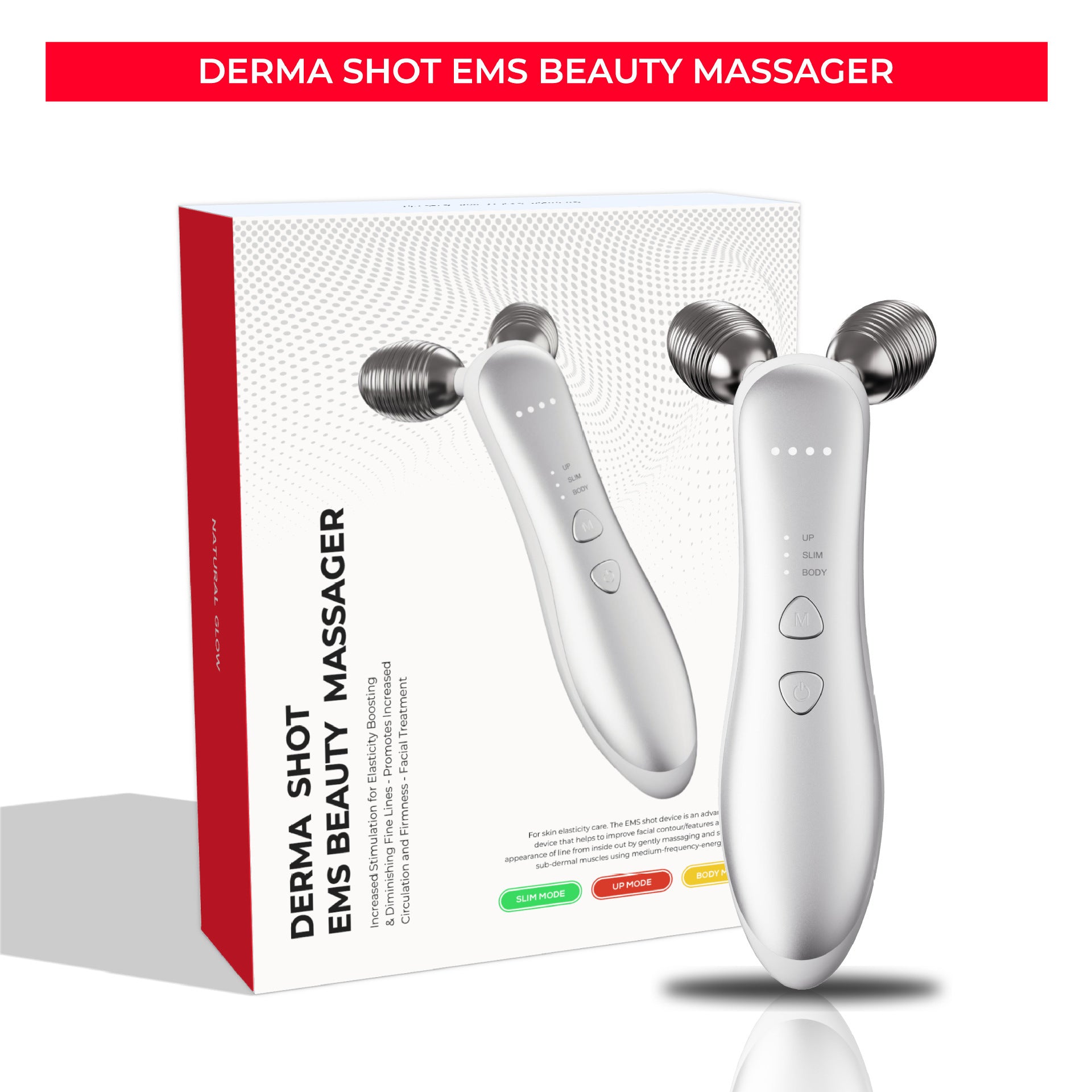Micro-current Roller Face Slimming Massager 2-wheel Shaping Skin Tightening Beauty V Face