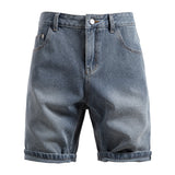 Starry Sky Pattern Denim Shorts Men's Retro Straight