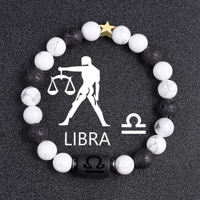 White-barked Pine Volcanic Rock String Beads And Round All-match Bracelet Beads