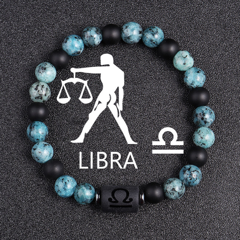 Twelve Constellations Bracelets 8mm Obsidian String Beads Natural Stone