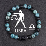 Twelve Constellations Bracelets 8mm Obsidian String Beads Natural Stone