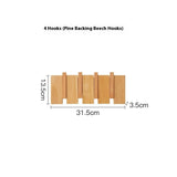 Solid Wood Simplicity Keys Clothes Hook Wall Home Door Hallway Hanger Punch-free
