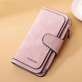 Women's Long Wallet Trifold Matte Leather Clutch