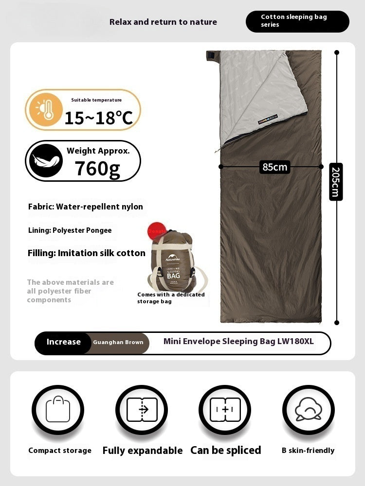 Summer Envelope Thin Sleeping Bag Outdoor Camping Travel Separate Dirty Quilt Portable