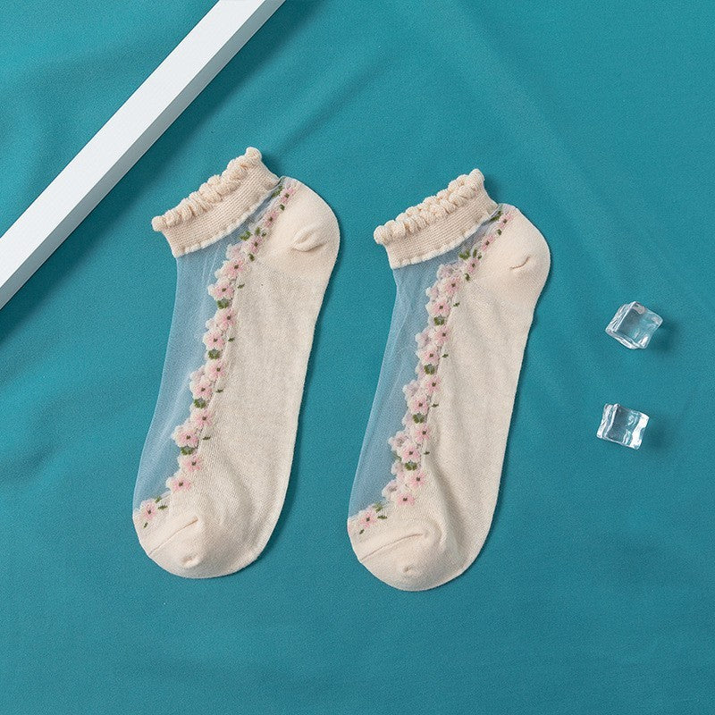 Invisible Floral Lace Socks