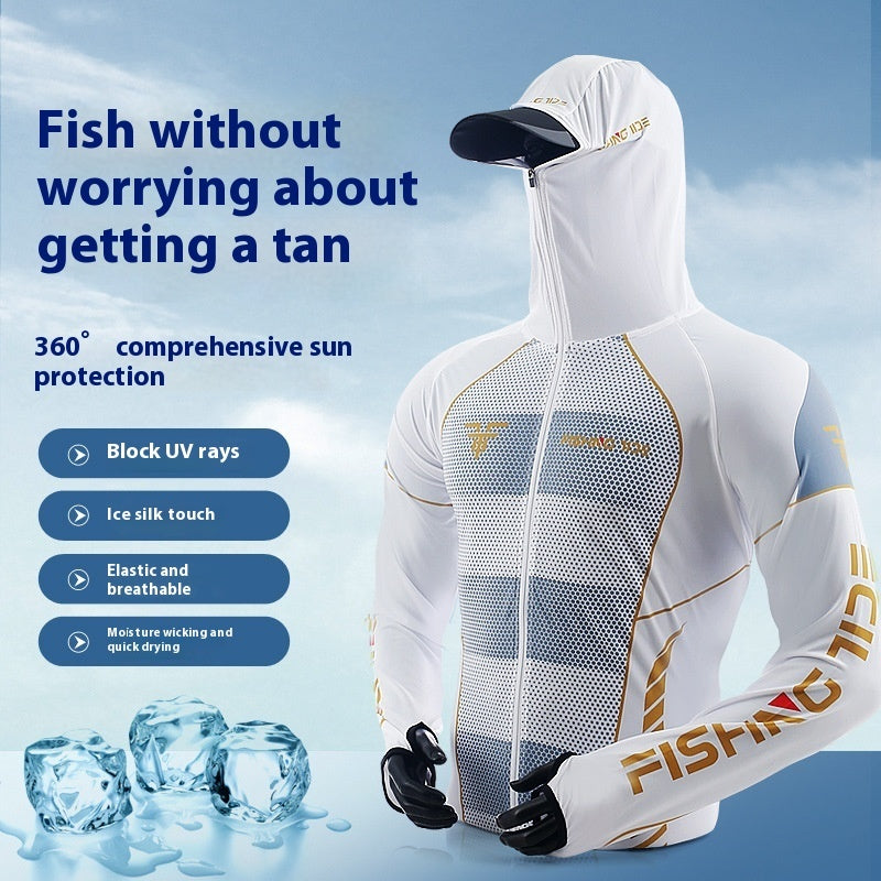 Fishing Suits Sun Protection Men's Summer Breathable Ice Silk Clothing Outdoor Sports Quick-drying