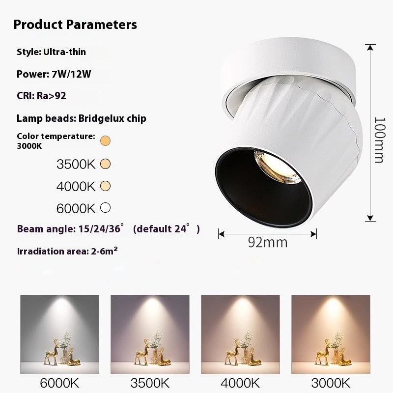 Surface Mounted Spotlight Adjustable Angle Led Ceiling Lamp Home Living Room