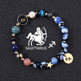 European And American Twelve Constellations Bracelets Blue Flame Agate Eight Planets Bracelet
