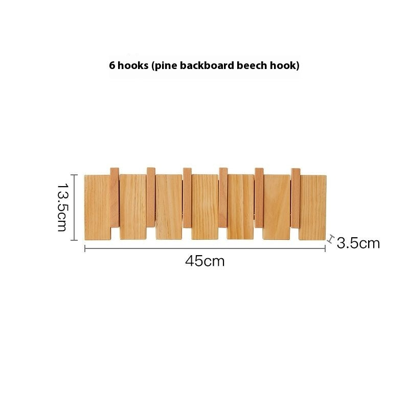 Solid Wood Simplicity Keys Clothes Hook Wall Home Door Hallway Hanger Punch-free