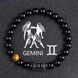 Twelve Constellation Black Glass Tiger-eye Bracelet