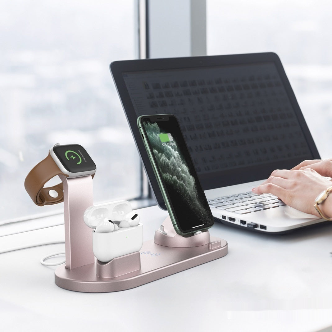 Six-in-one Multifunctional Wireless Vertical Desktop Phone Charging Bracket