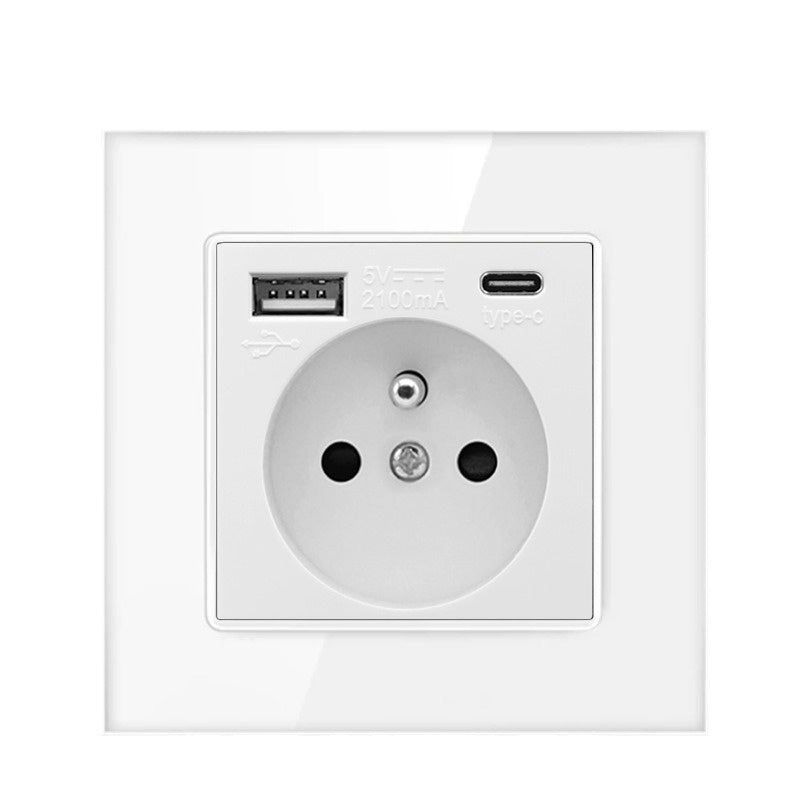 French Standard Socket With USB TypeC Port Wall Panels Concealed Installation