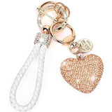 Clay Diamond Fully Jeweled Loving Heart Key Chain Diamond Leather Rope