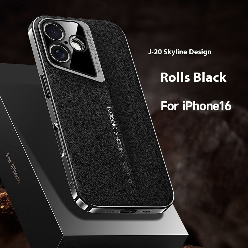 Fashion Electroplated Plain Leather Luxury Phone Case