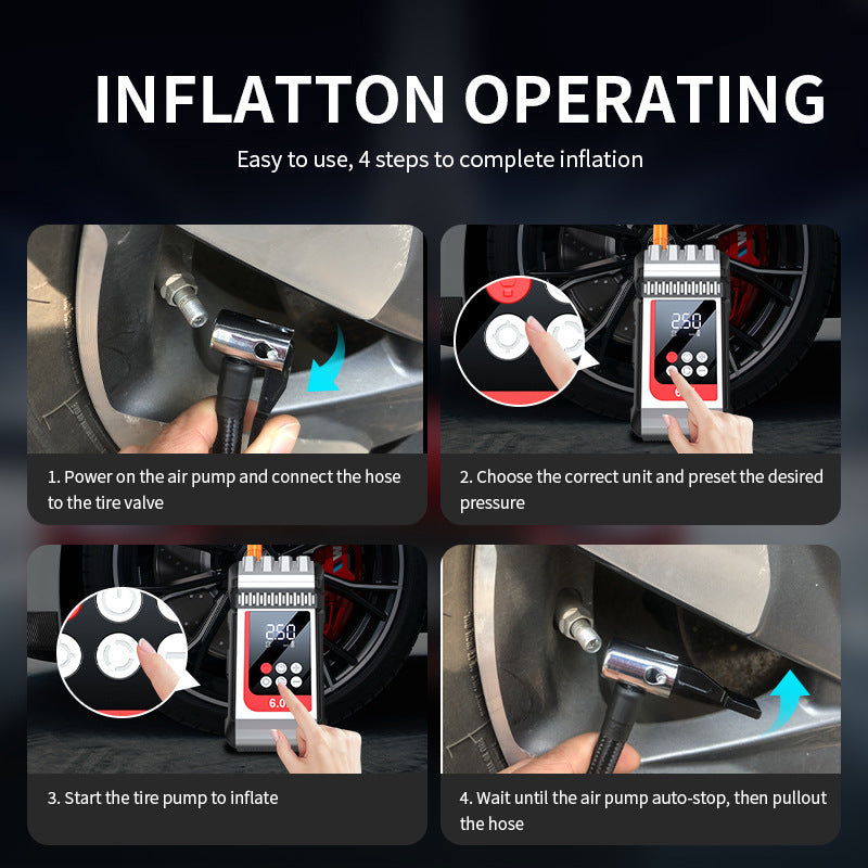 Integrated Emergency Car Jump Starter and Air Pump Tire Inflator