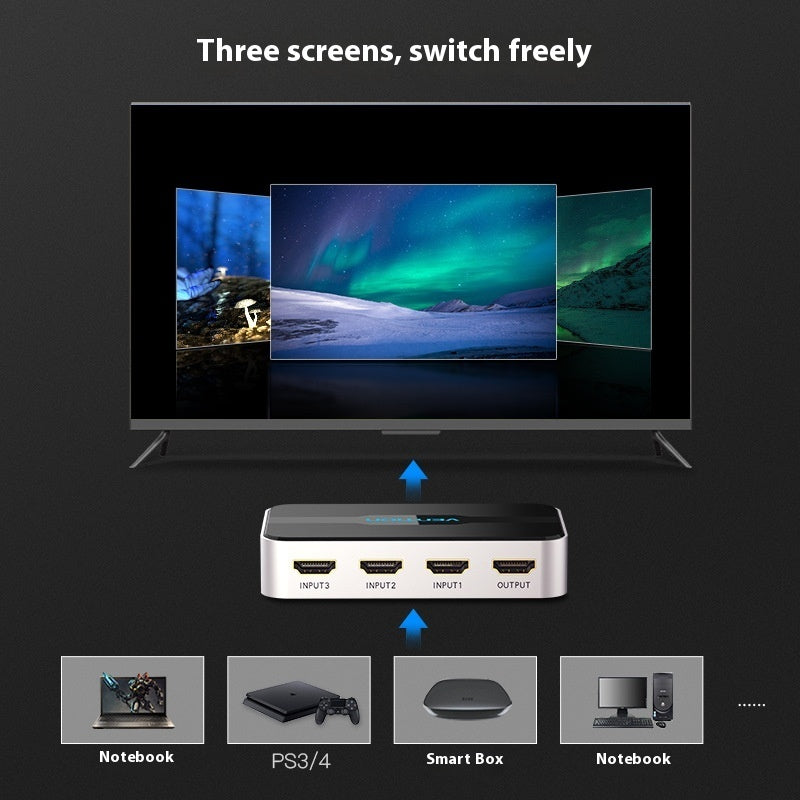 HDMI Switcher Three-input And One-output Computer PS4 HD Box