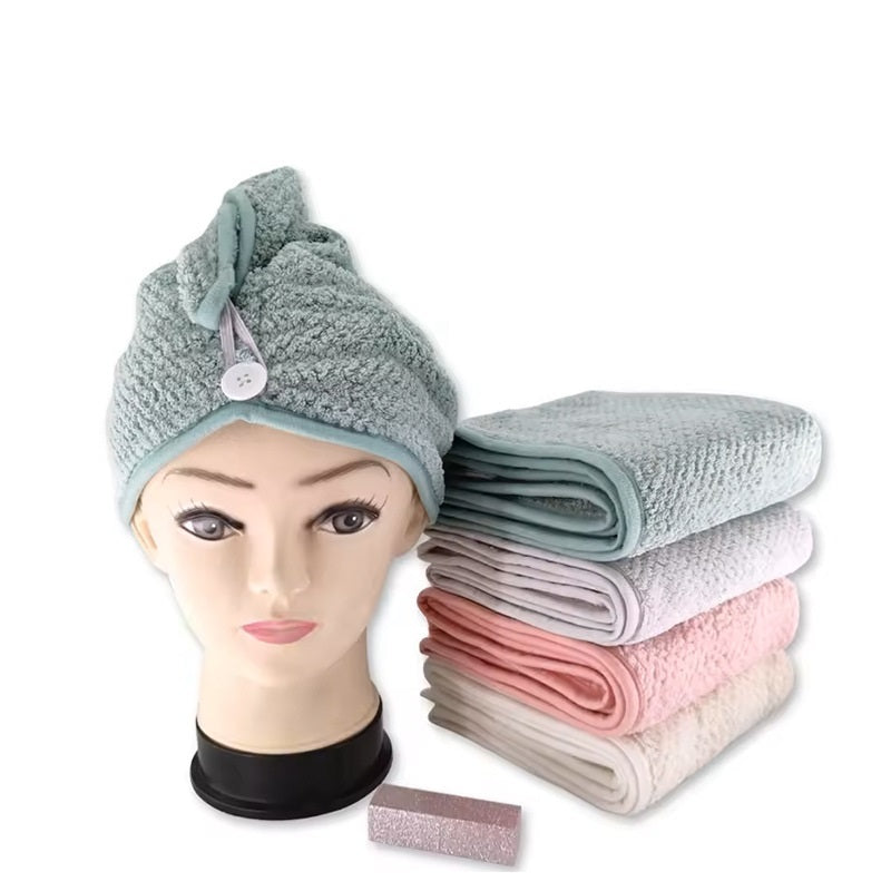 Pineapple Plaid Edging Hair-drying Cap Coral Velvet Elastic Buckle
