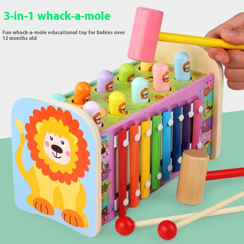 Wooden Lion Three-in-one Music Whac-a-mole Percussion Piano Multi-function