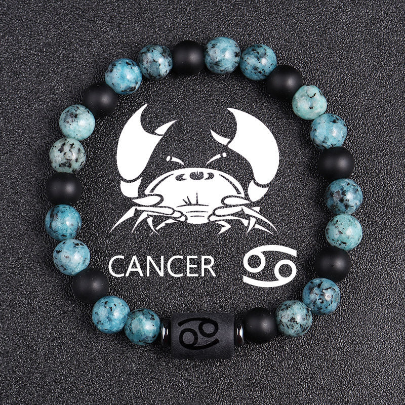 Twelve Constellations Bracelets 8mm Obsidian String Beads Natural Stone