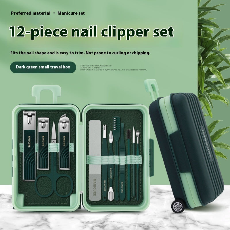 12 PCs Portable Travel Case Nail Scissors Home Use Set