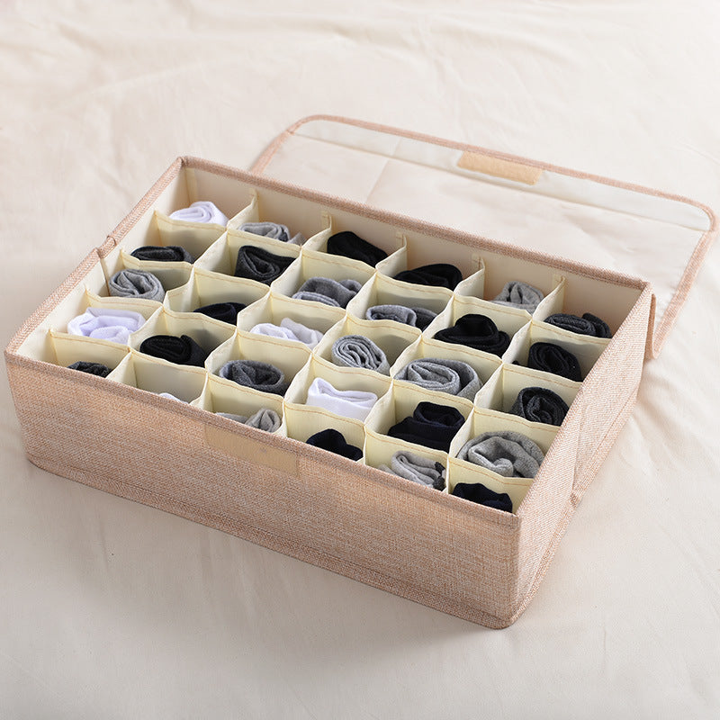 Foldable Washable Cotton Linen Underwear Storage Box