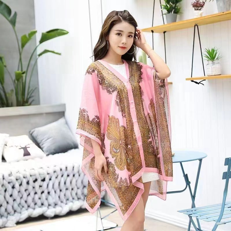Summer Long-sleeve Women's Cycling Sunscreen Scarf Beach Scarf