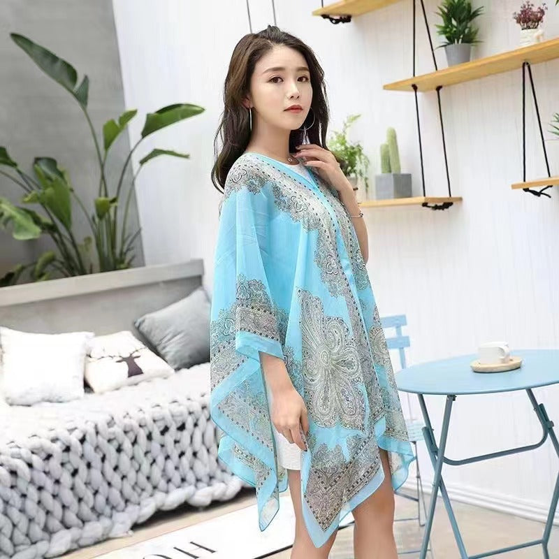 Summer Long-sleeve Women's Cycling Sunscreen Scarf Beach Scarf