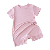 Modal Baby Short Sleeve Solid Color Jumpsuit