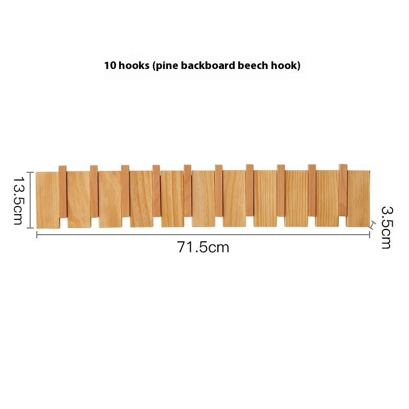 Solid Wood Simplicity Keys Clothes Hook Wall Home Door Hallway Hanger Punch-free