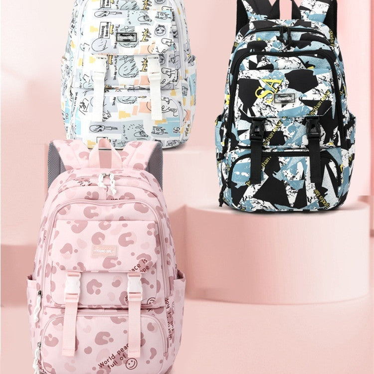 Printed Lightweight Backpack Large Capacity Middle School Student Schoolbag