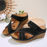 Sewing Line Lightweight Wedge Velcro Multicolor Shoes