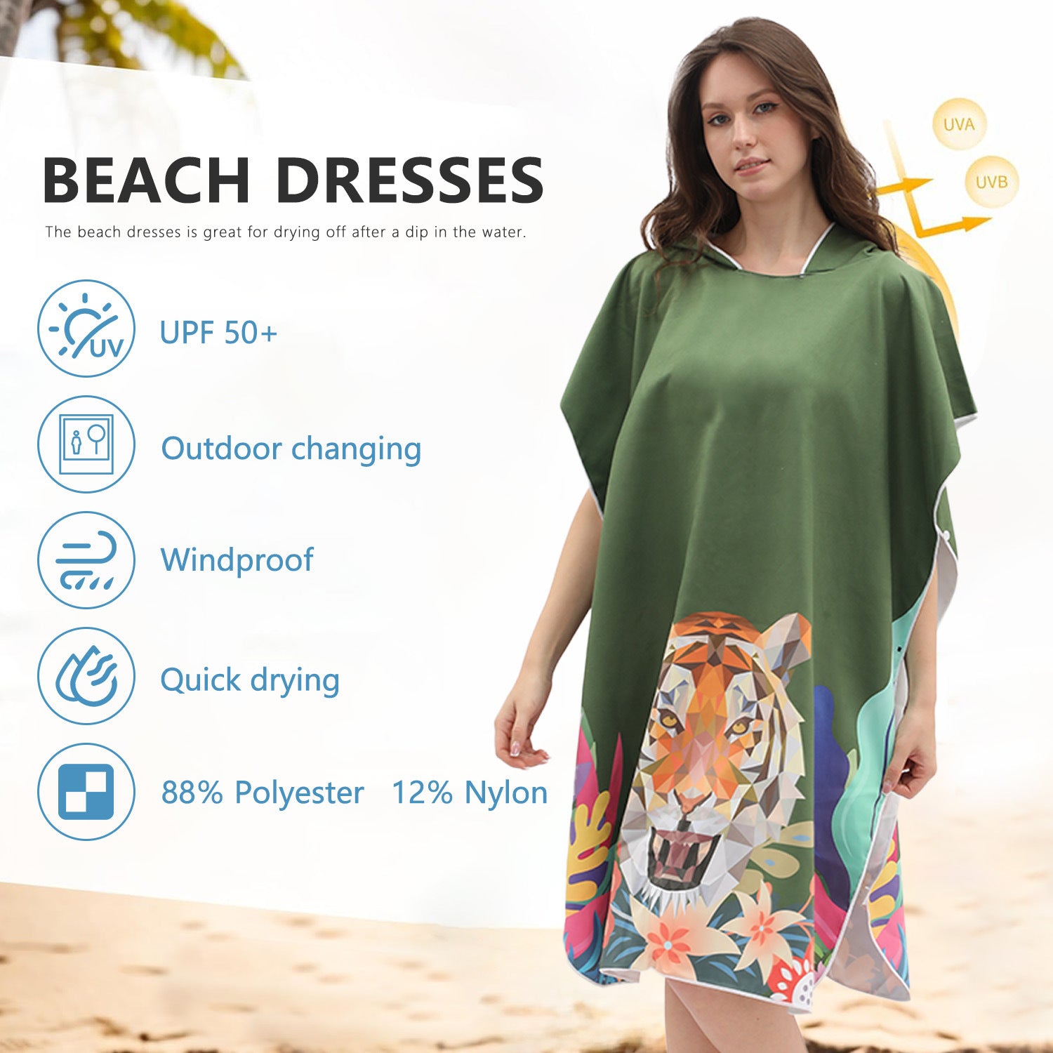 Dry Convenient Changing Double-sided Velvet Wearable Beach Bath Towel Hooded Cloak