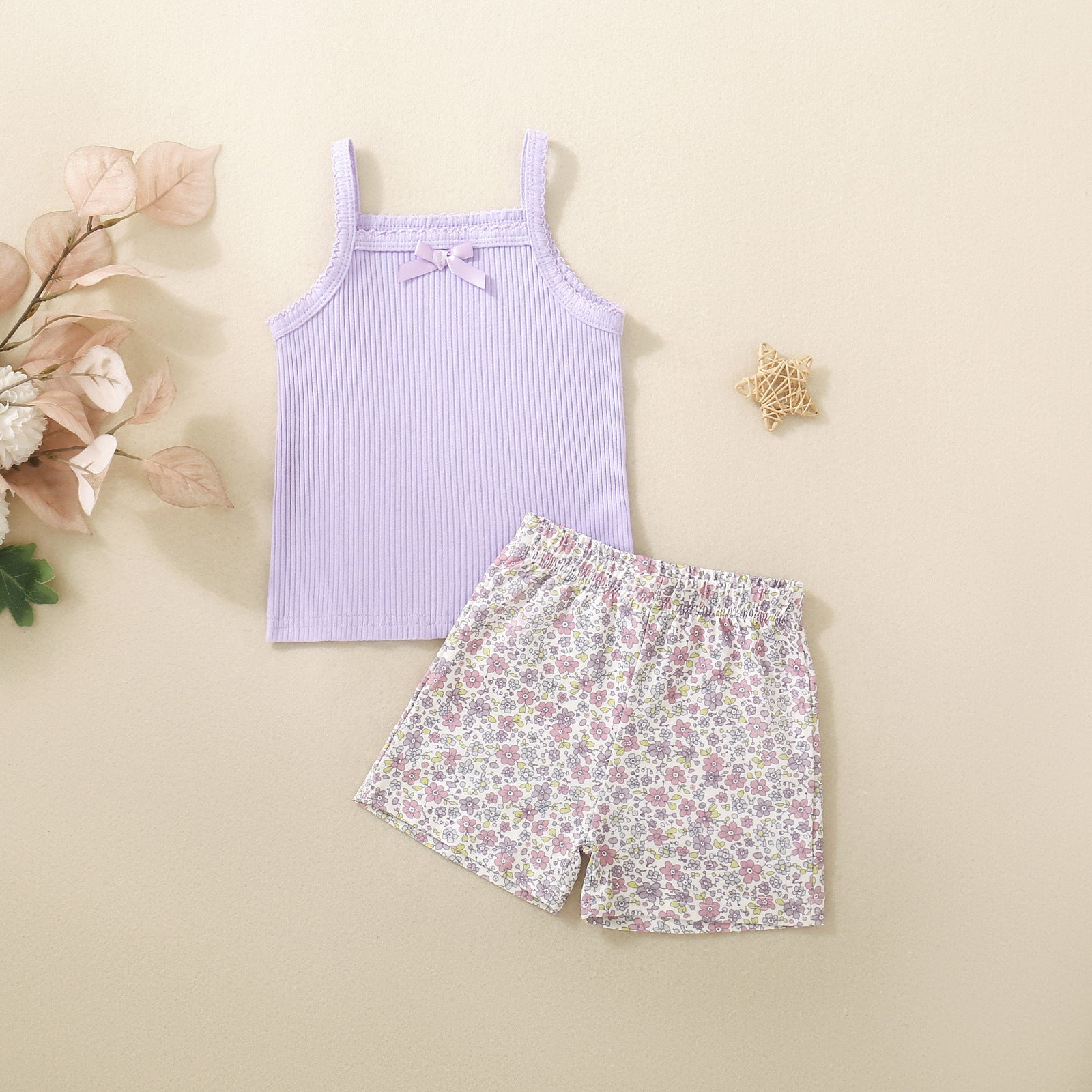Infant Multi-color Sling Romper Floral Shorts