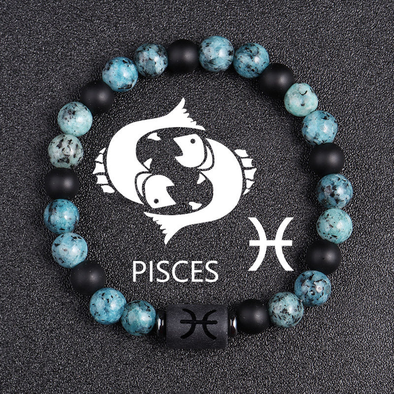 Twelve Constellations Bracelets 8mm Obsidian String Beads Natural Stone