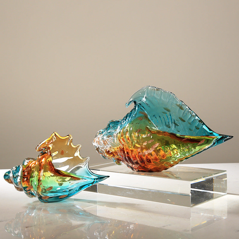 Light Luxury Colored Glaze Colorful Conch Decoration