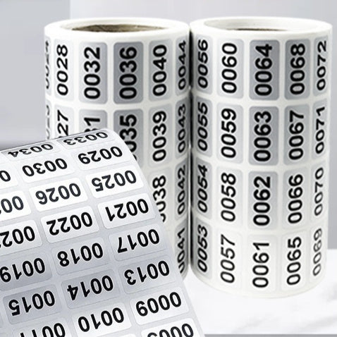 1-2000 Digital Label Serial Number Sticker Matte Silver Adhesive Label