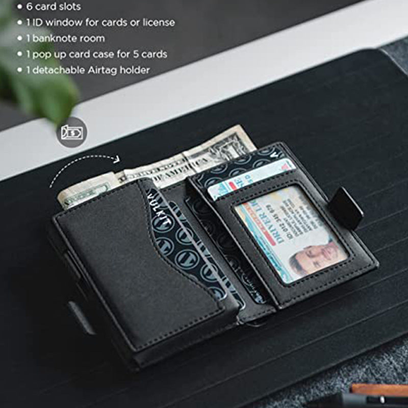 Men's Two-fold Wallet With Pendant Locator Rfid Anti-theft Microfiber