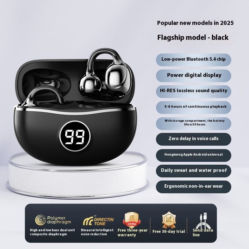 Digital Display Bluetooth Headset D151 Wireless Bone Conduction Non In-ear