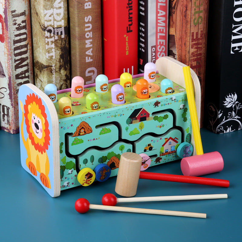 Wooden Lion Three-in-one Music Whac-a-mole Percussion Piano Multi-function
