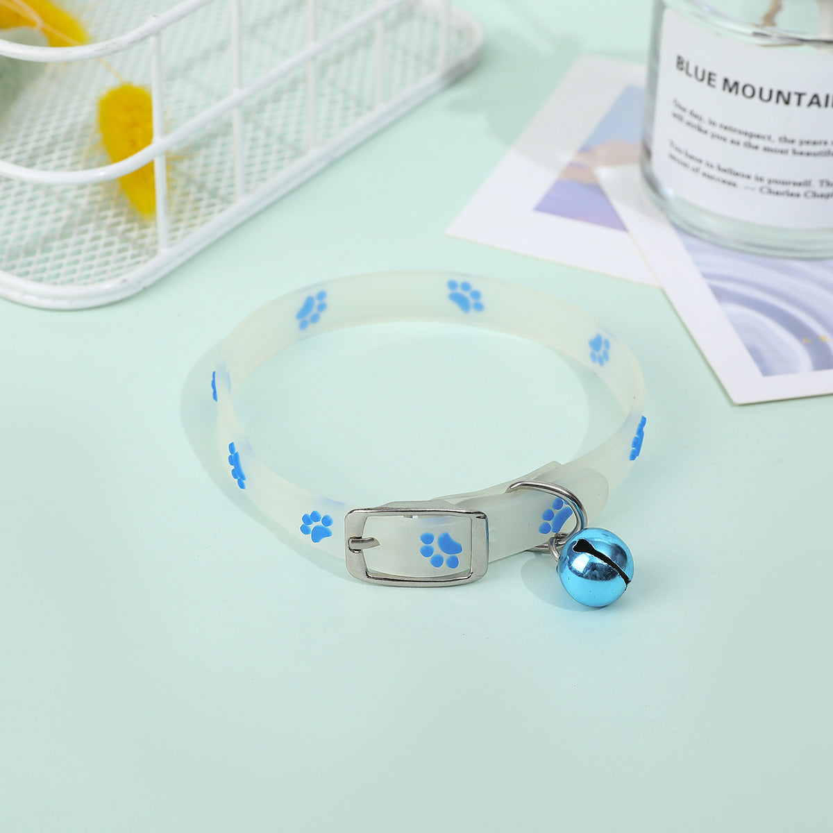 Fluorescent Silicone Footprints Collar Cat