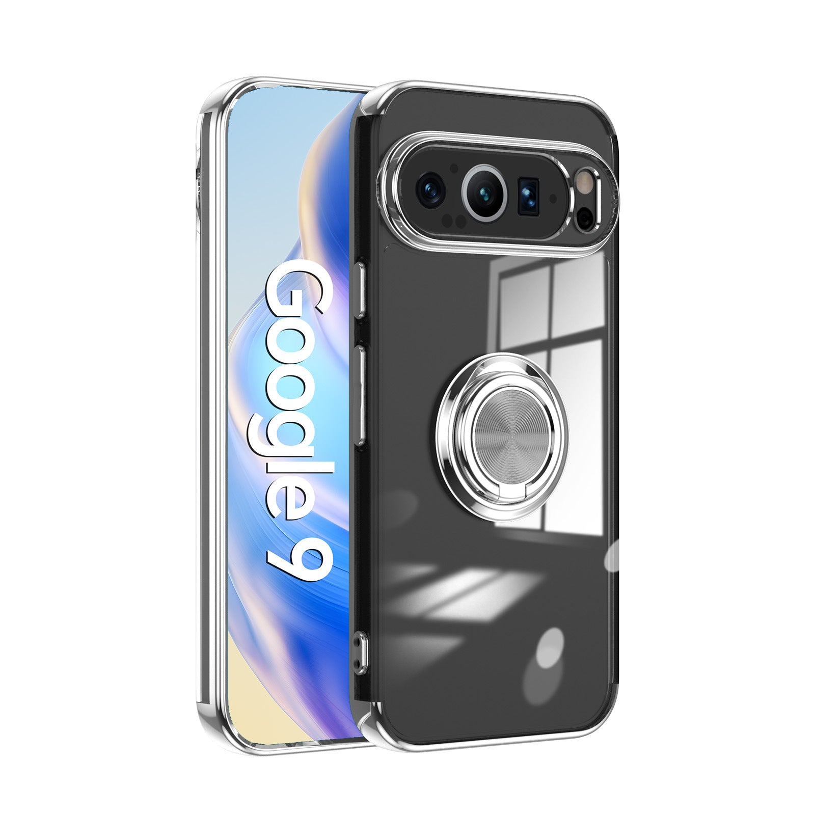 Phone Case Electroplated Silicone Transparent Magnetic Ring Protective Sleeve