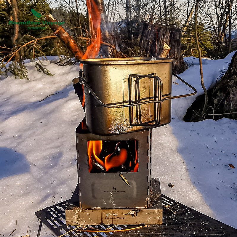 Wood Stove Folding Portable Pure Titanium Outdoor