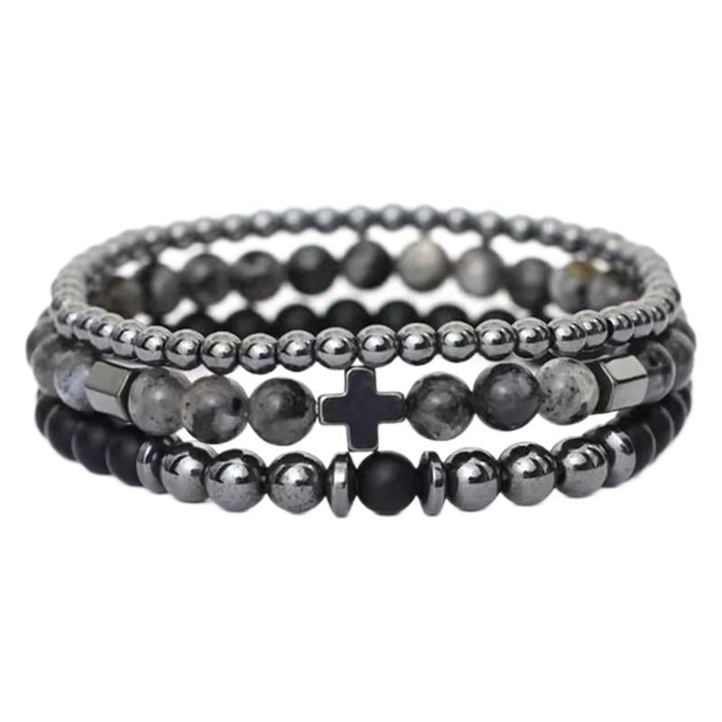 Men's Fashion Natural Lava Tiger-eye Bracelet Suit