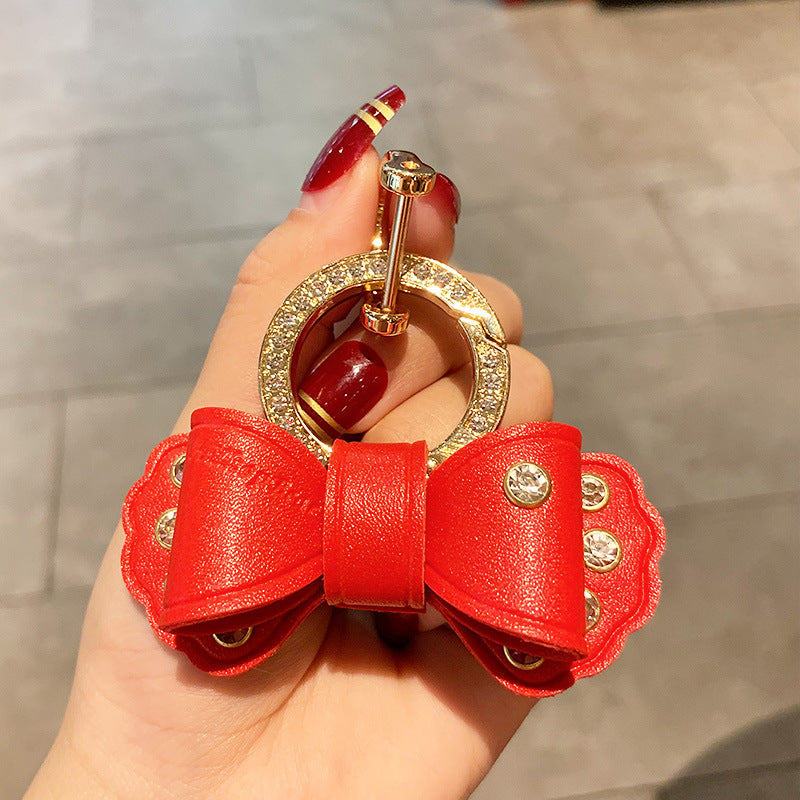 Alloy Diamond Bow Keychain Handbag Pendant