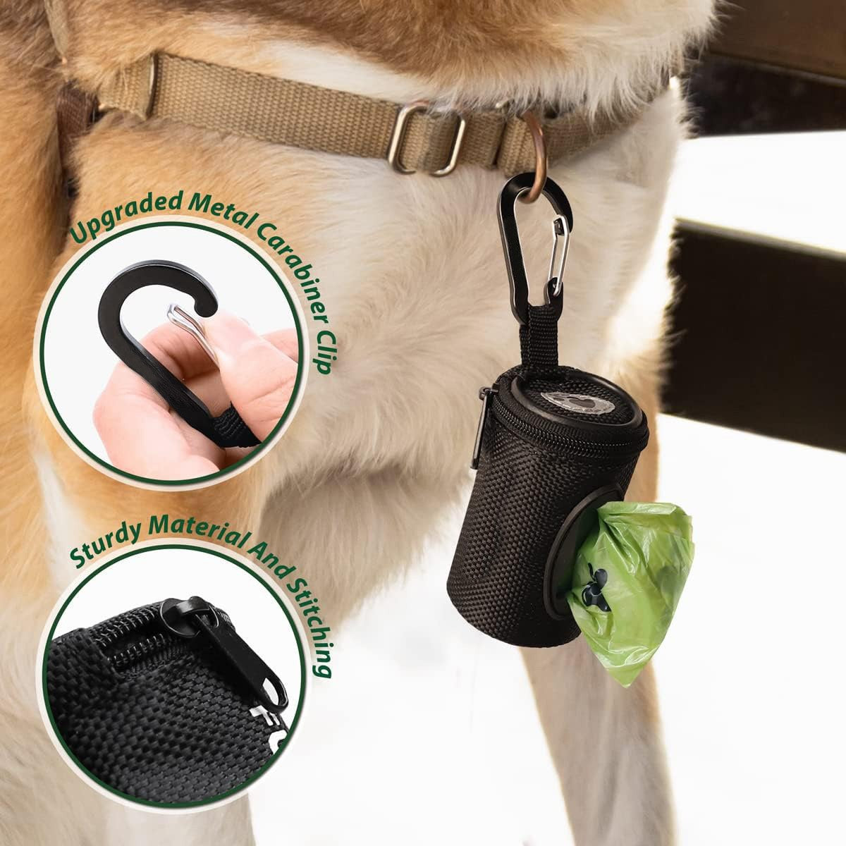 Poop Dog Bag Dispenser Attach to Leash