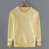 Men's Top Pullover Inner Stretch Rib Round-neck Sweater