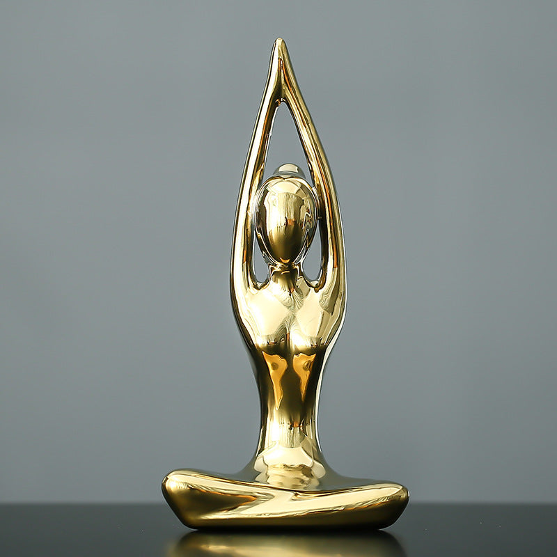 Minimalist Creative Gold Plated Yoga Girl Small Ornaments