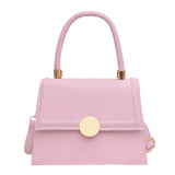 Lock Single Shoulder Crossbody Solid Color Textured Small Square Bag