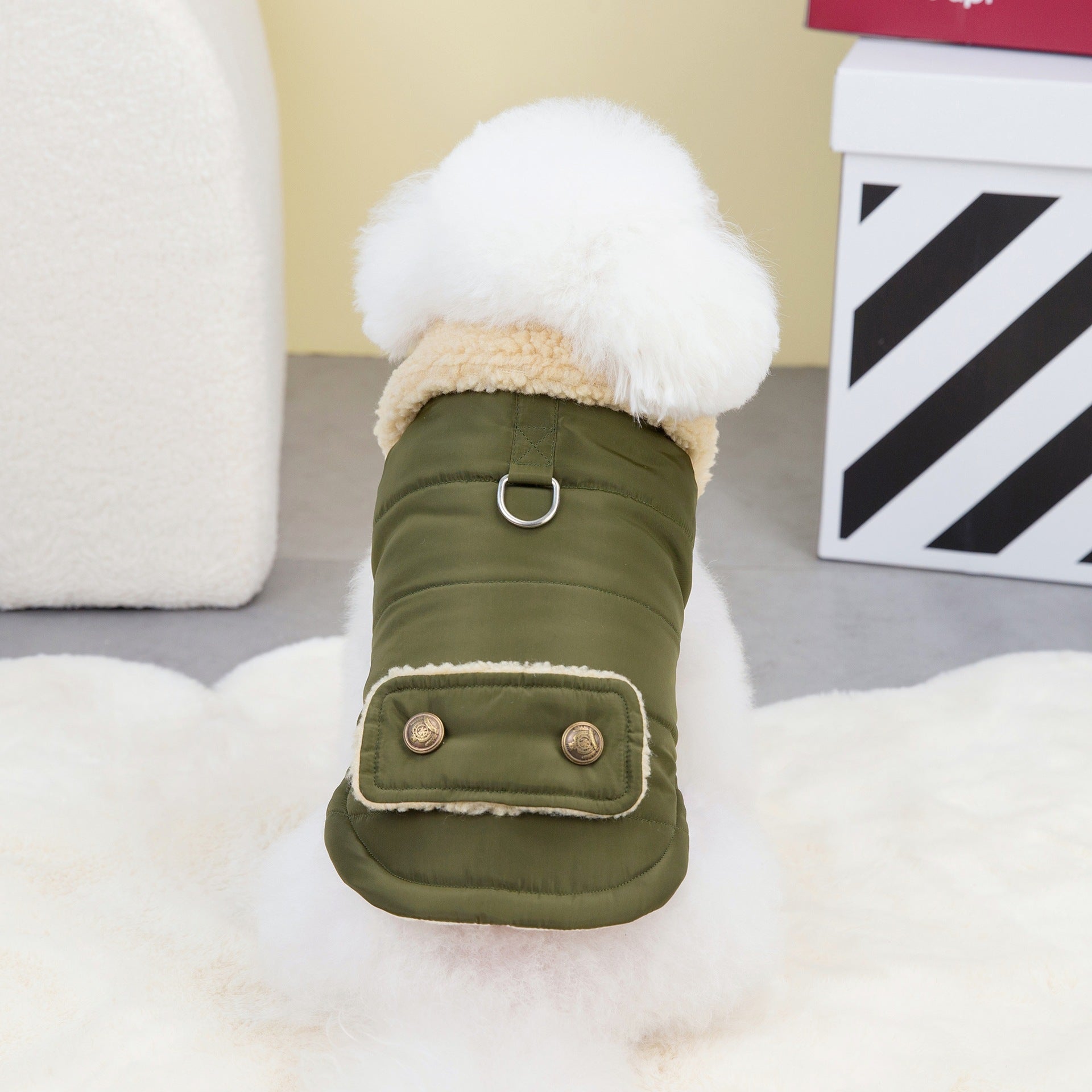 Teddy Cat Nordic Fur Collar Cotton Vest