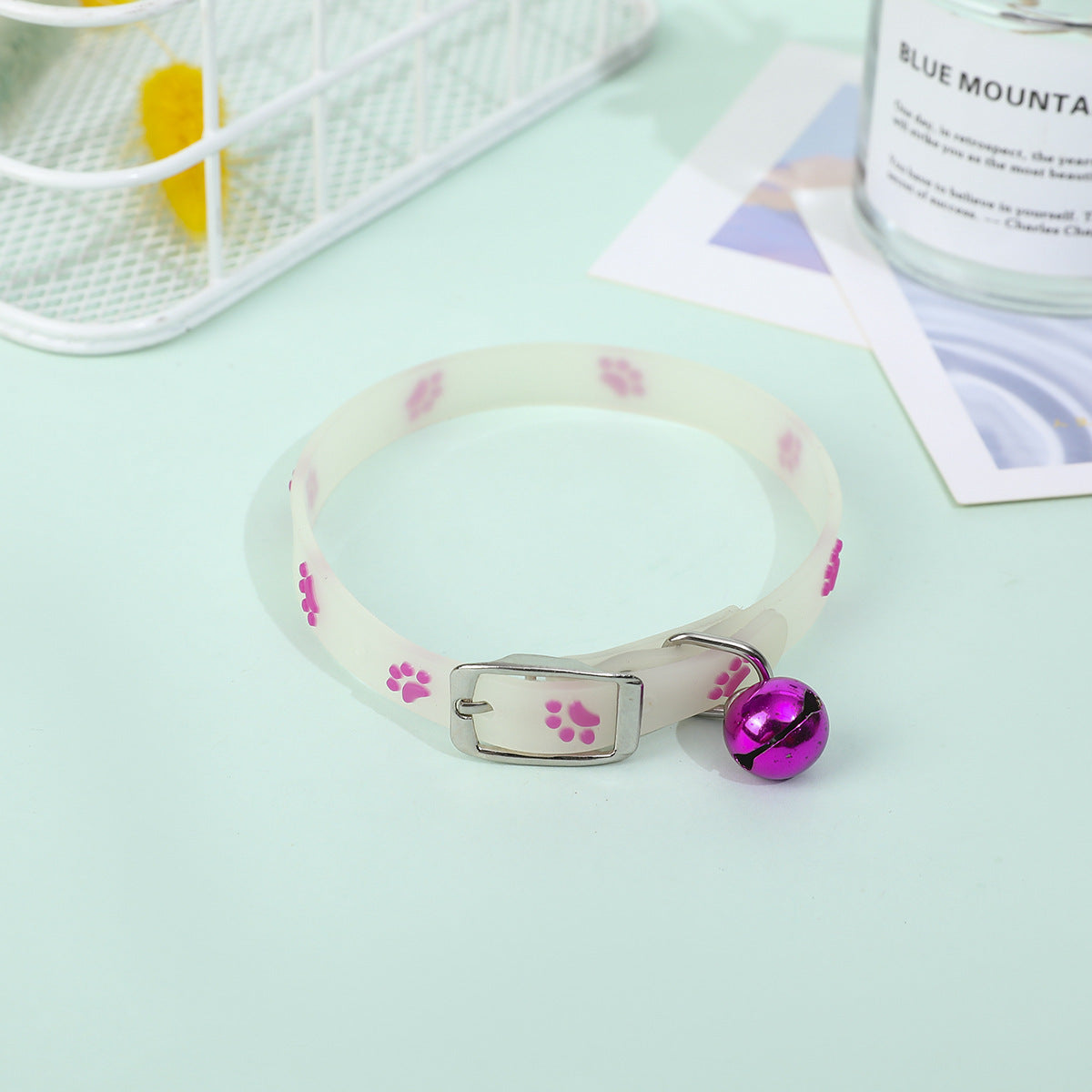 Fluorescent Silicone Footprints Collar Cat